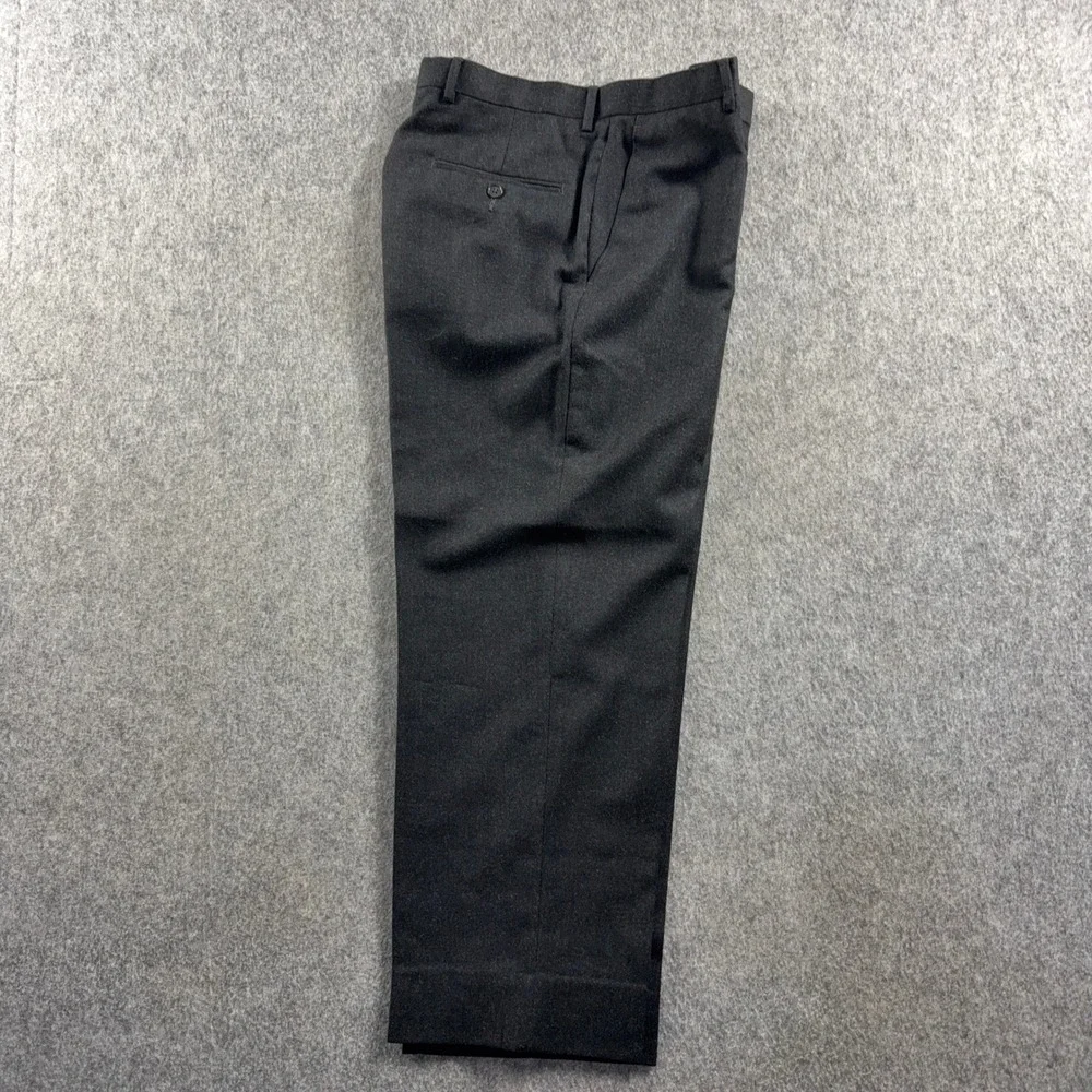 VTG Turnbury Mens 32x30(30x26) Flat Front Dress Pants Charcoal Black Wool Cuffed